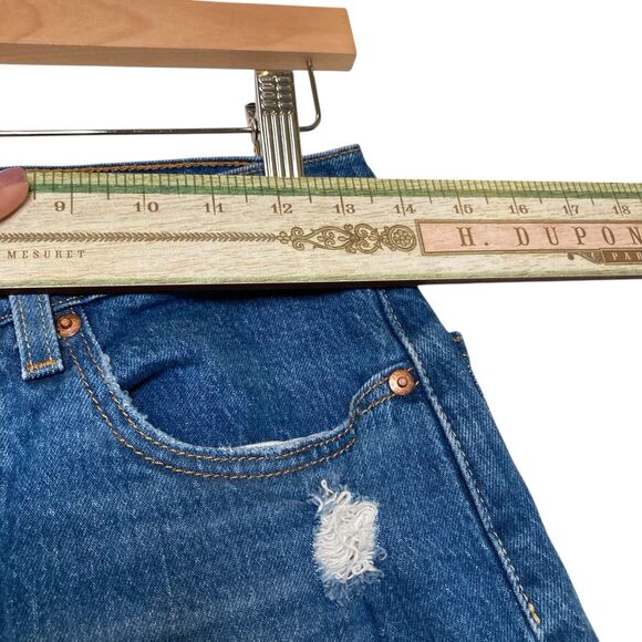 Levi's 501 Original Fit Jeans Womens Size W26 L28 Chewed Hem Blue Distressed - Picture 5 of 15